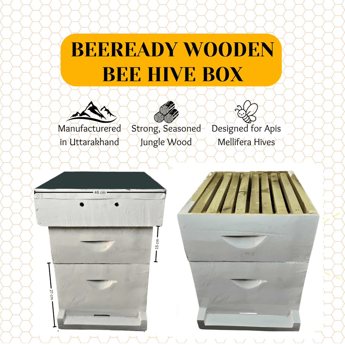 BeeReady Wooden Bee Hive Box – Durable Bee Box for Apis Mellifera