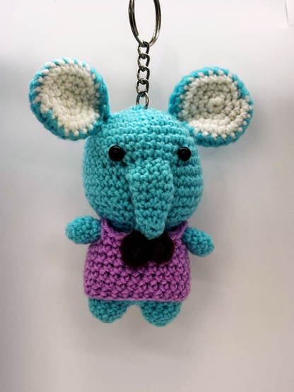 Handmade Crochet Elephant Keychain for Bags & Backpacks | Soft Knitted Animal Keyring