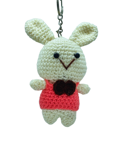 Handmade Crochet Rabbit Keychain Cute Bunny Doll Key Ring for Bags & Keys