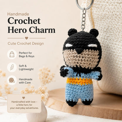 Batman Keychain Handmade Crochet Batman Keychain | Superhero Bag & Key Charm
