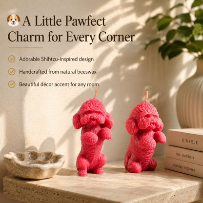 Beeready Harvesters PawCharm Beeswax Candle Duo | Cute Shihtzu Dog Decorative Candles for Cozy Home Styling | Pack of 2