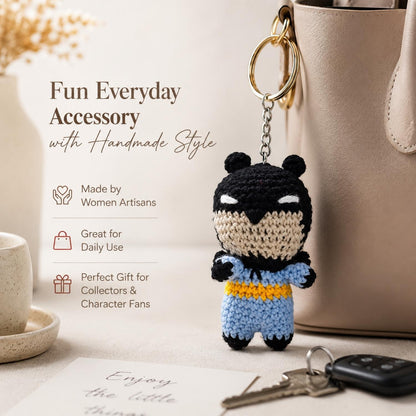 Batman Keychain Handmade Crochet Batman Keychain | Superhero Bag & Key Charm