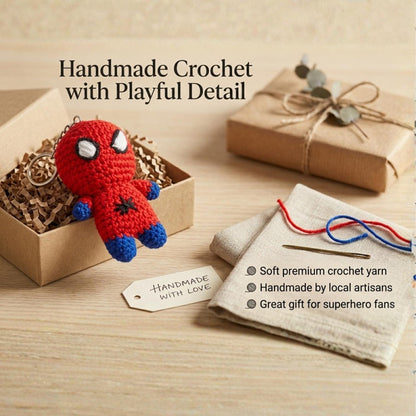 Handmade Crochet Superhero Keychain for Bags & Keys  | Lightweight Handmade Gift for Kids & Fans