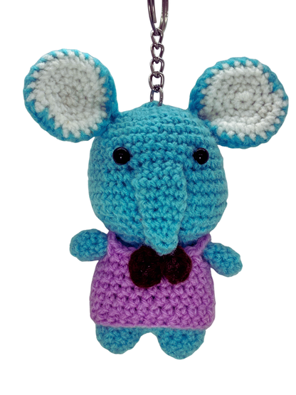Handmade Crochet Elephant Keychain for Bags & Backpacks | Soft Knitted Animal Keyring