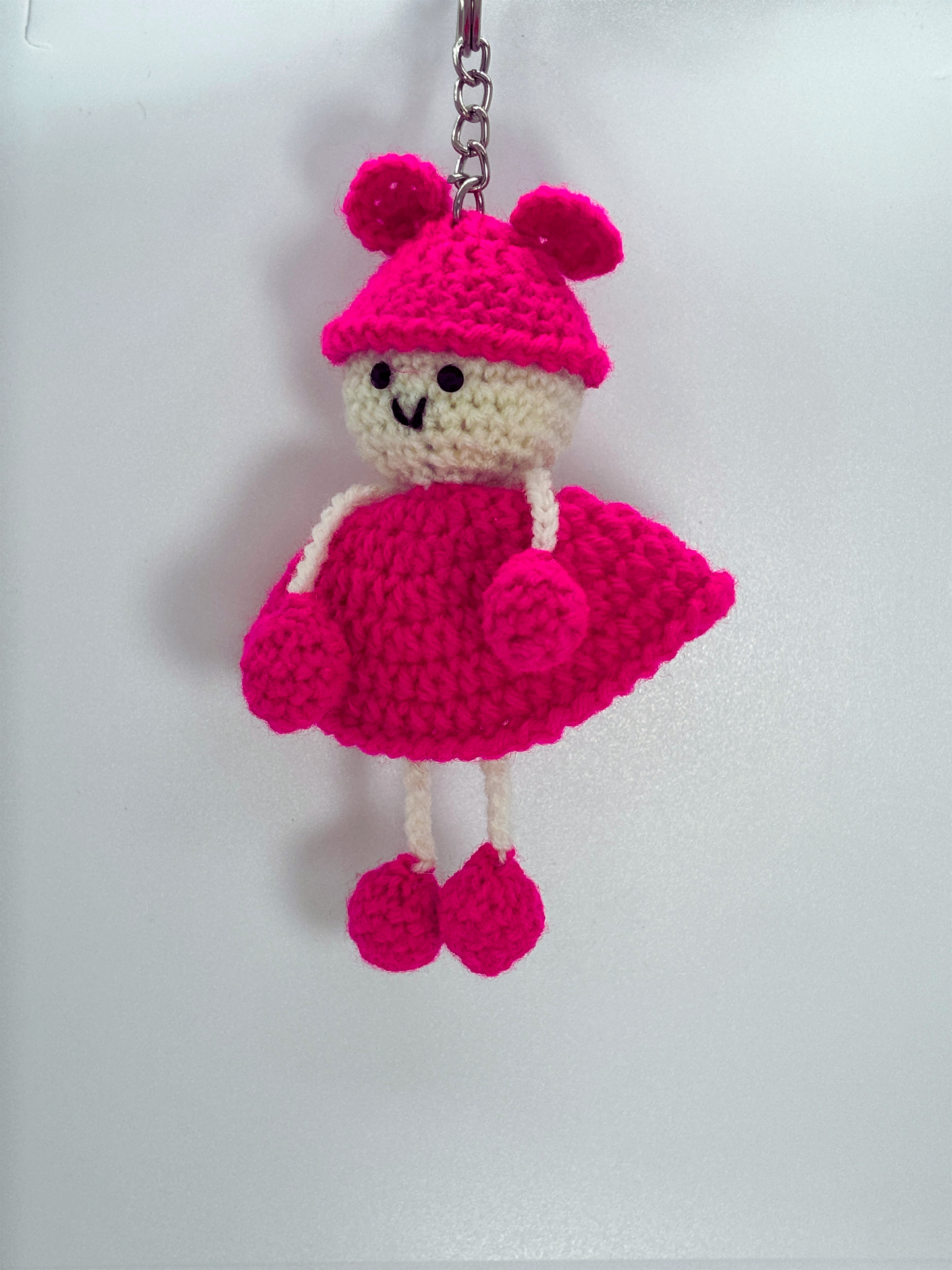 Handmade Crochet Doll Keychain for Bags & Keys | Soft Knitted Hanging Charm with Colorful Dress