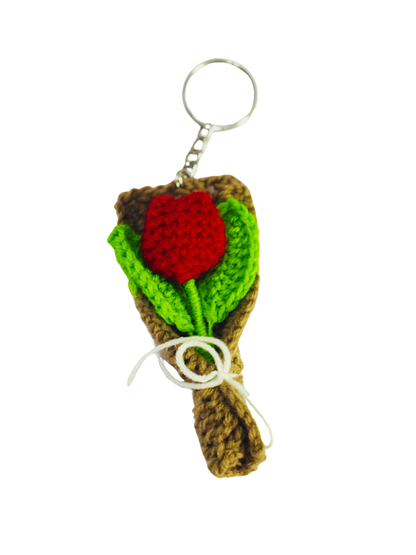 Handmade Crochet Flower Bouquet Keychain for Bags & Keys Lightweight Handmade Gift for Women & Girls
