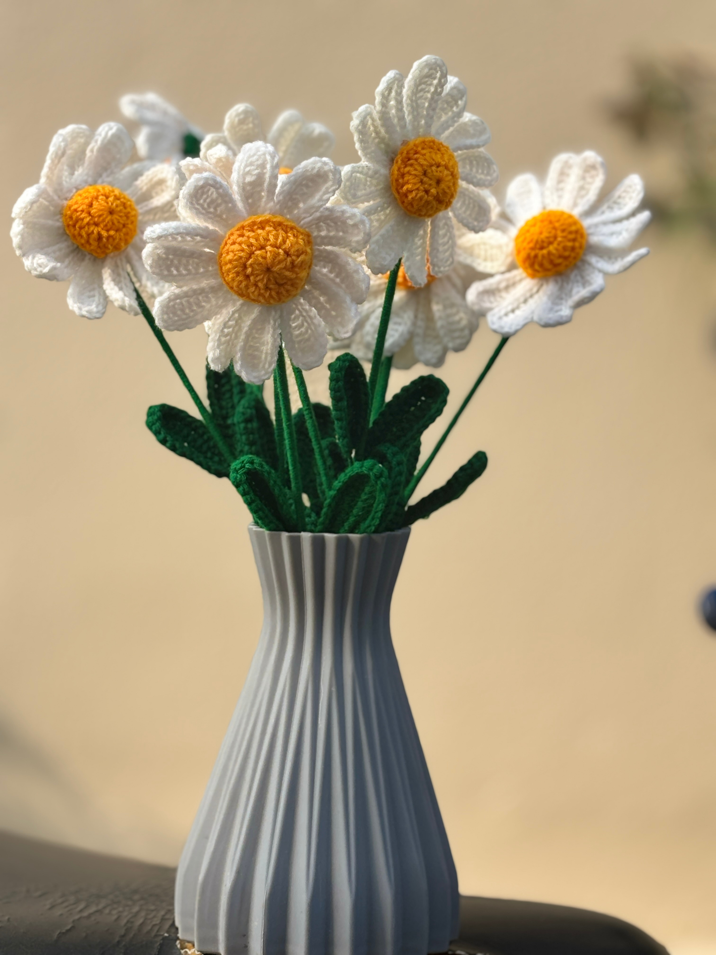 Handmade Crochet Daisy Flower Sticks for Home Decor |  Reusable Floral Decoration for Vase Display