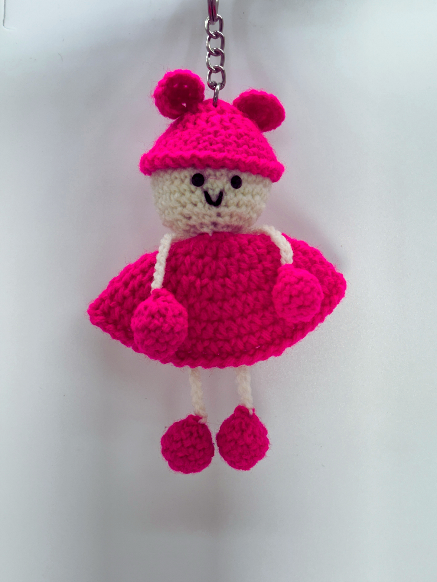 Handmade Crochet Doll Keychain for Bags & Keys | Soft Knitted Hanging Charm with Colorful Dress