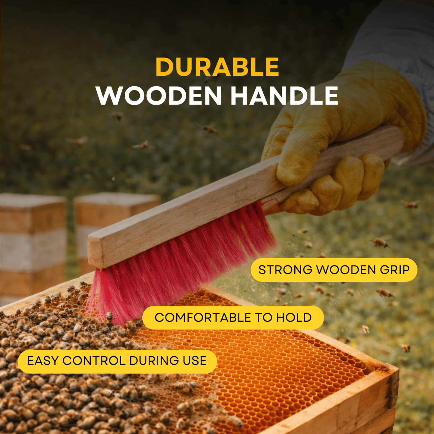 BeeReady Bee Brush – Wooden Handle with Soft Bristles for Hive Cleaning