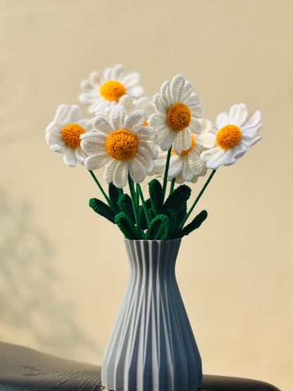 Handmade Crochet Daisy Flower Sticks for Home Decor |  Reusable Floral Decoration for Vase Display