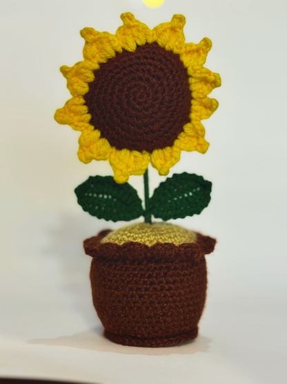 Sunflower Pot Handmade Crochet Sunflower Pot | Decorative Flower Pot for Home Decor