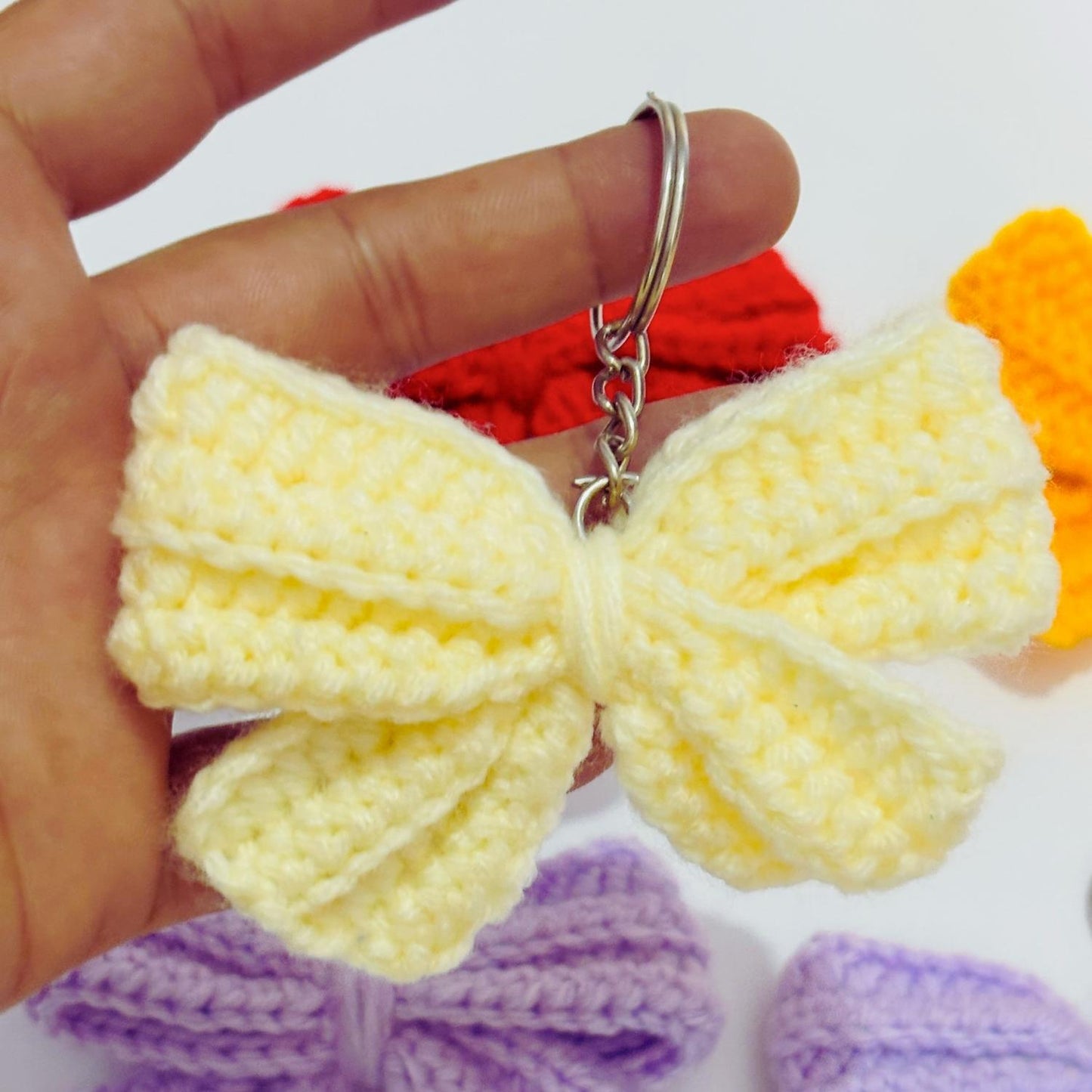 Handmade Crochet Bow Keychain for Bags & Keys | Cute Bow Bag Charm Accessory | Premium Handcrafted Gift by Women Artisans