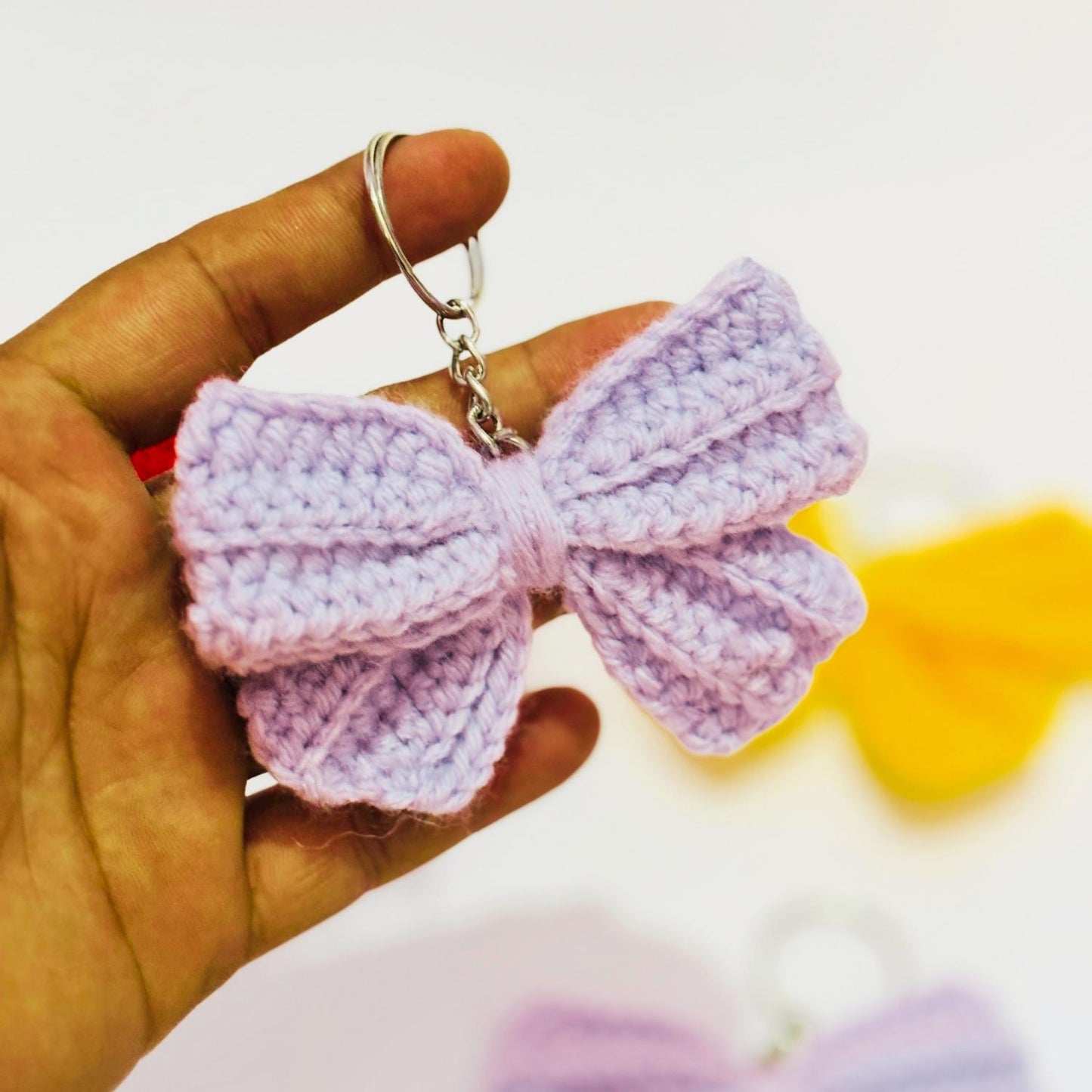 Handmade Crochet Bow Keychain for Bags & Keys | Cute Bow Bag Charm Accessory | Premium Handcrafted Gift by Women Artisans