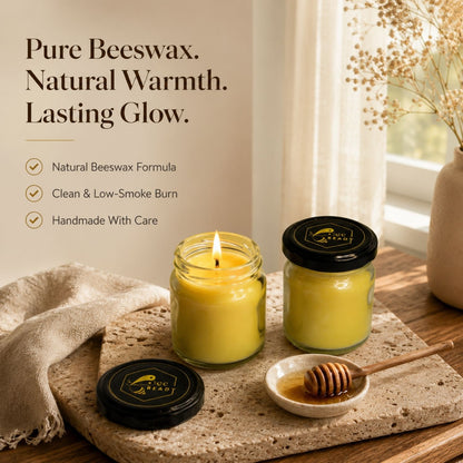 Beeready Harvesters Pahadi Natural Beeswax Scented Glass Jar Candle | Hand Poured Candle for Home Décor, Romantic Dinners & Hotels