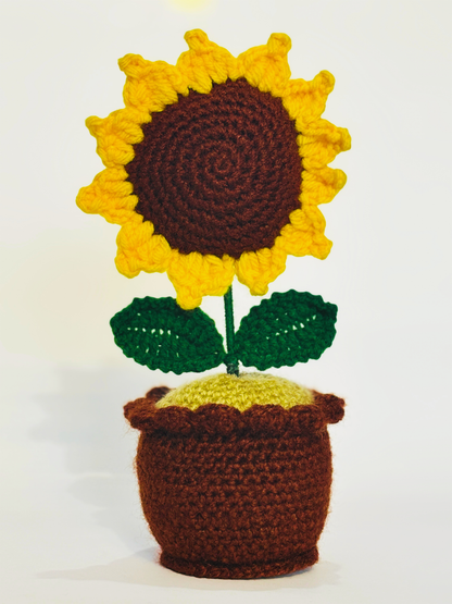Sunflower Pot Handmade Crochet Sunflower Pot | Decorative Flower Pot for Home Decor
