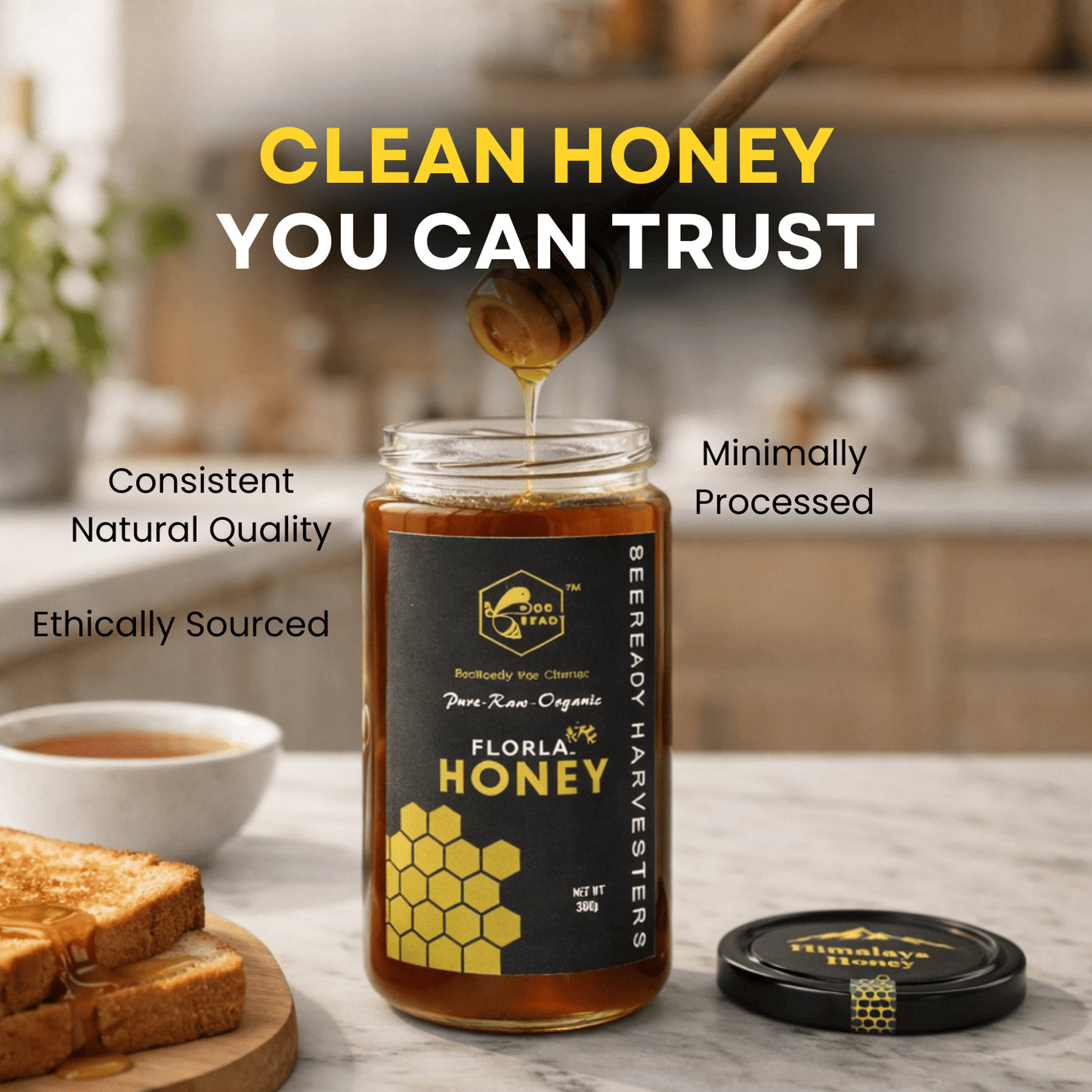 BeeReady Himalayan Raw Pahadi Honey 500g – Uttarakhand Wild Forest | No Additives