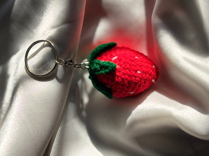 Strawberry Keychain Handmade Crochet | Cute Bag & Key Charm