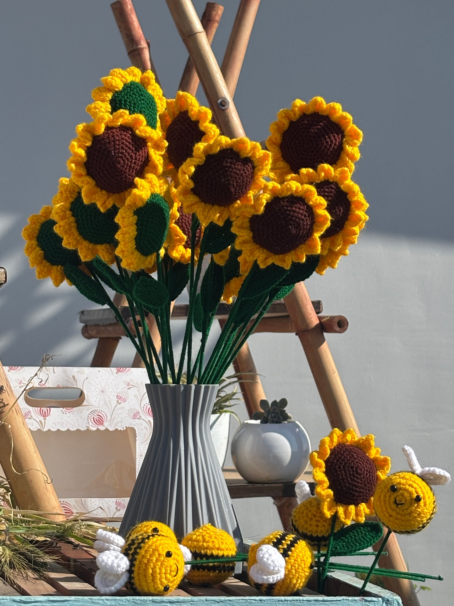 Sunflower Sticks Handmade Crochet Sunflower Sticks | Decorative Flower for Home & Gifting