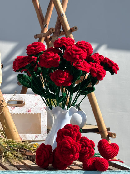 Rose Sticks Handmade Crochet Rose Sticks | Floral Decor for Home & Gifting