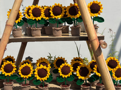 Sunflower Pot Handmade Crochet Sunflower Pot | Decorative Flower Pot for Home Decor