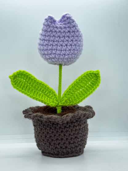 Tulip Pot Handmade Crochet Tulip Flower Pot | Aesthetic Desk Decor