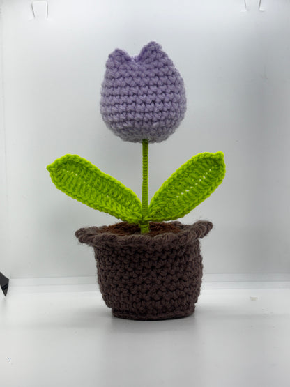 Tulip Pot Handmade Crochet Tulip Flower Pot | Aesthetic Desk Decor