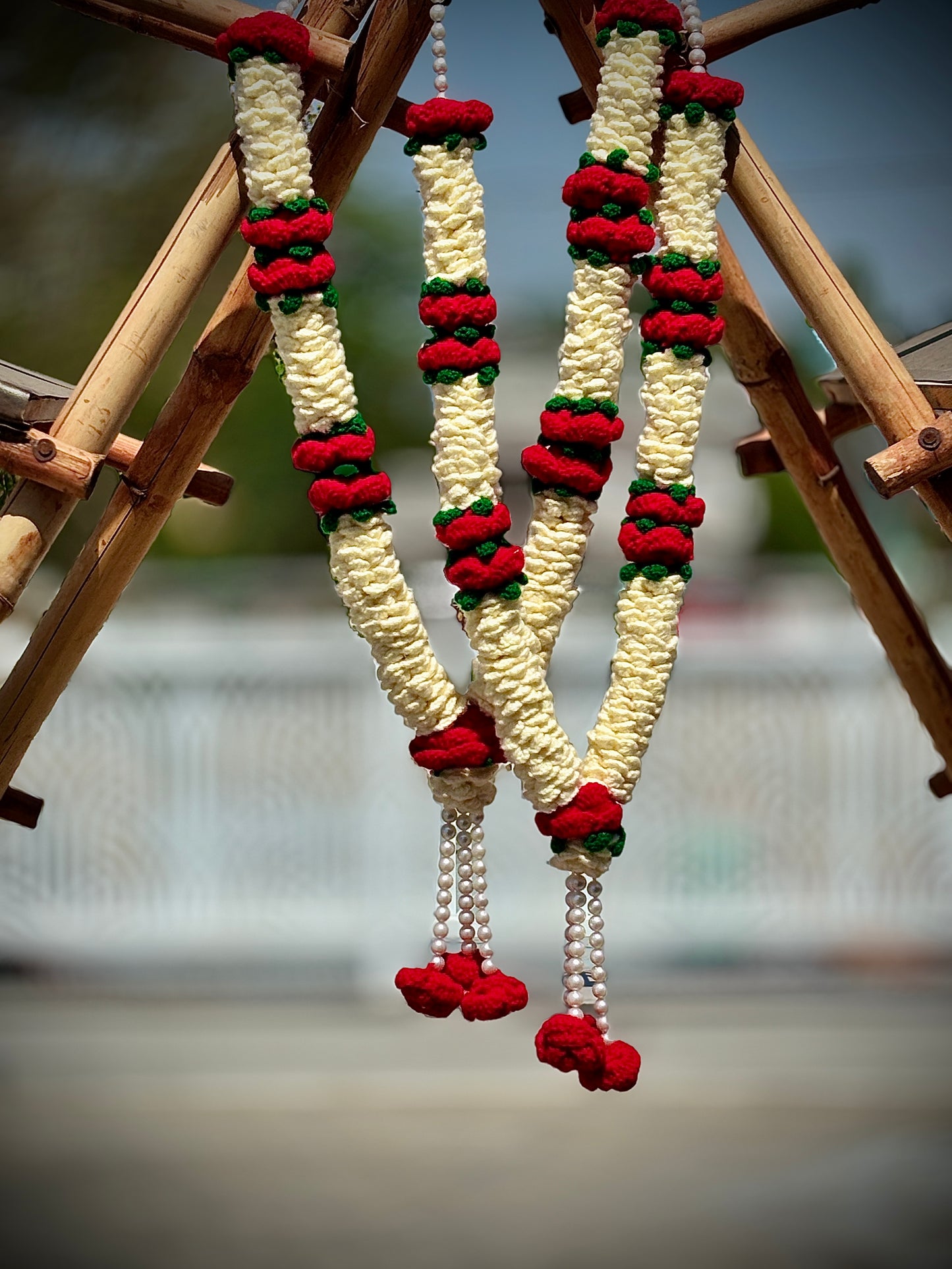 Handmade Crochet Wedding Varmala Pair for Bride & Groom | Traditional Indian Jai Mala | Made by Local Women