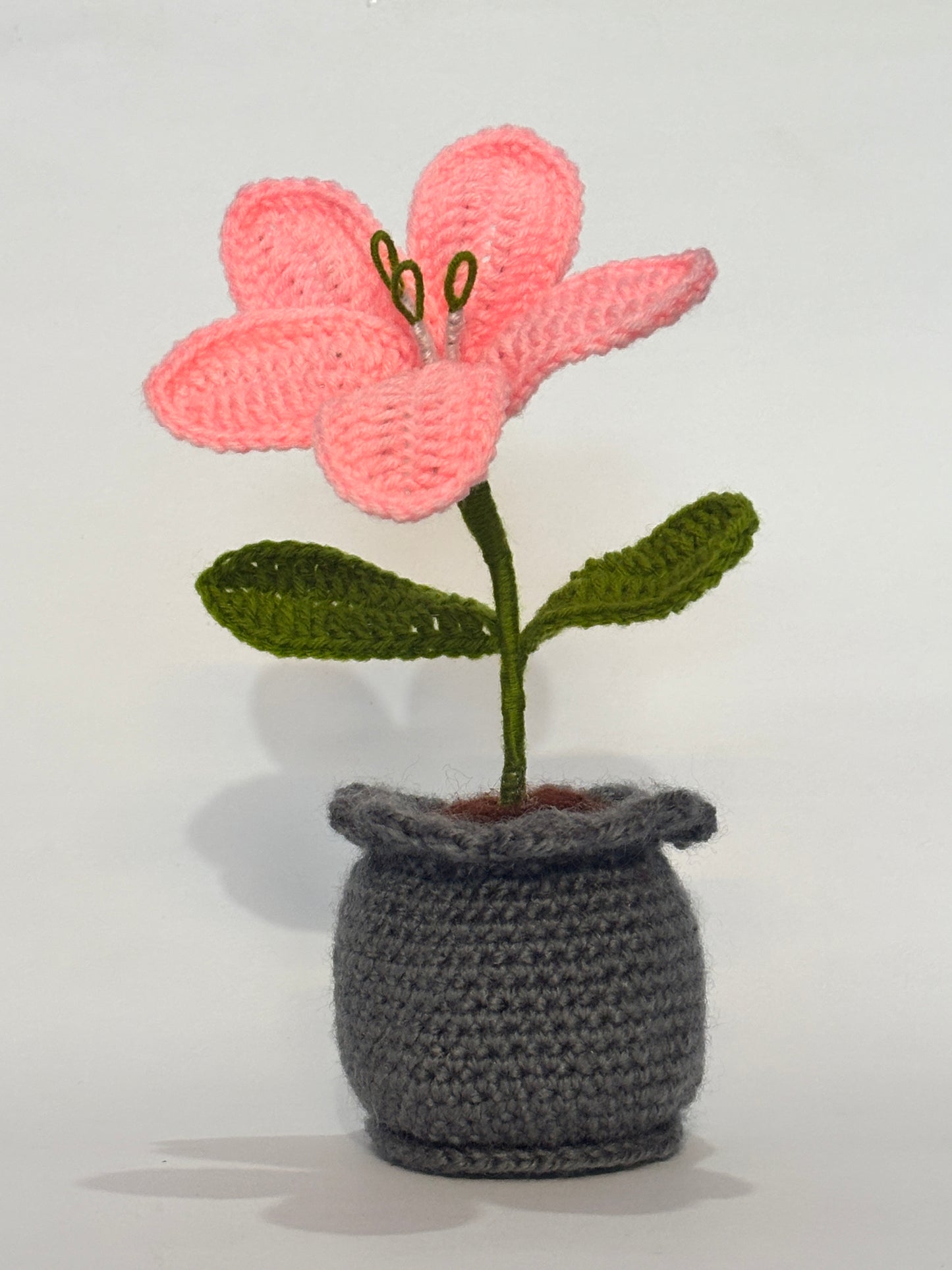 Handmade Crochet Lily Flower Pot for Home & Office Decor | Soft Knitted Floral Pot Showpiece | Reusable Handmade Table Decoration