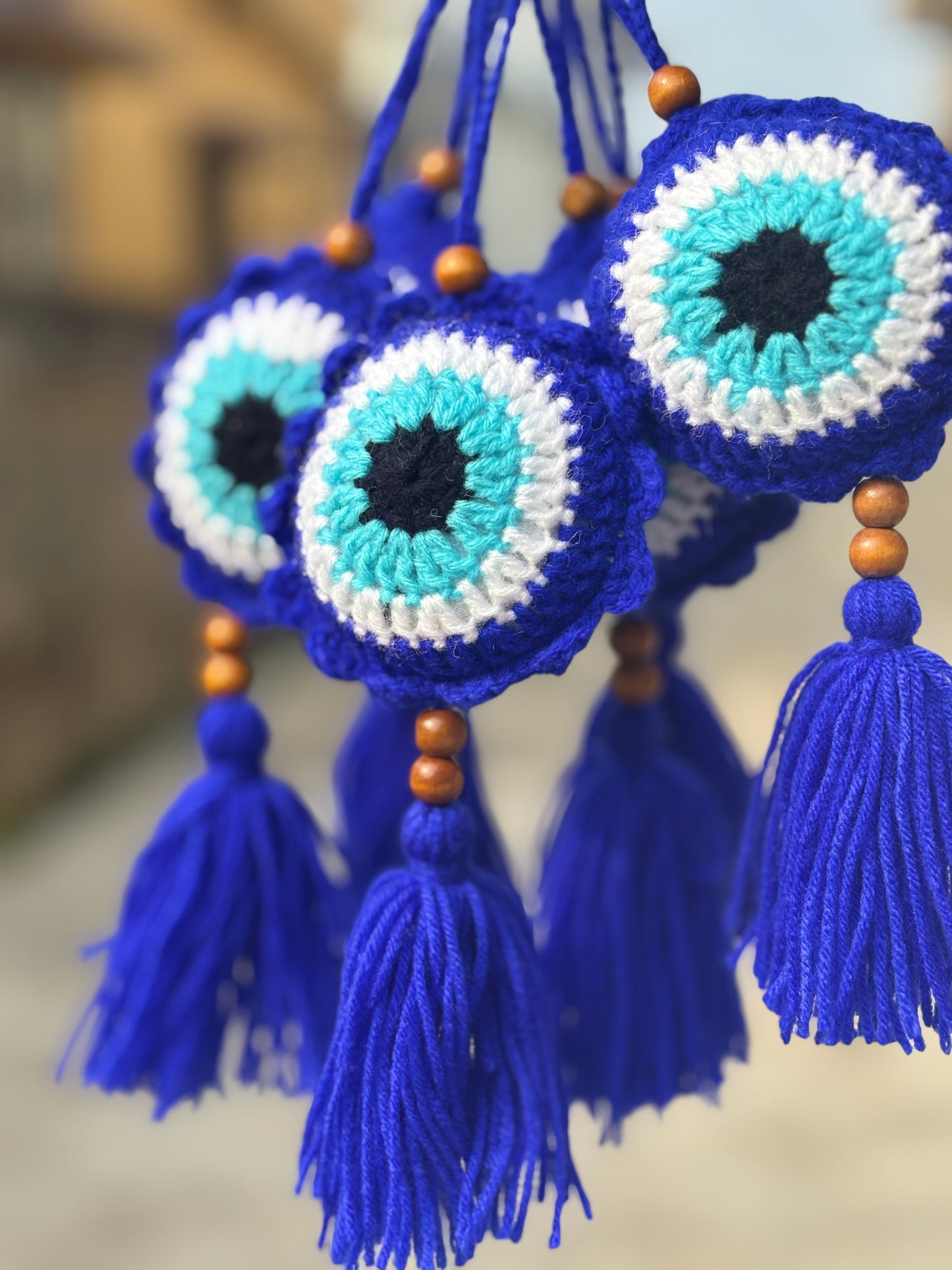 Handmade Crochet Evil Eye Hanging for Home & Car Décor | Traditional Nazar Protection Hanging | Made by Local Women