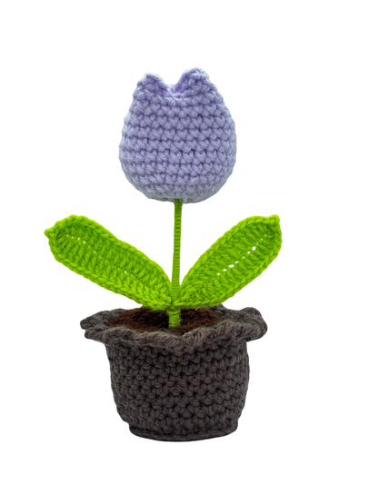 Tulip Pot Handmade Crochet Tulip Flower Pot | Aesthetic Desk Decor