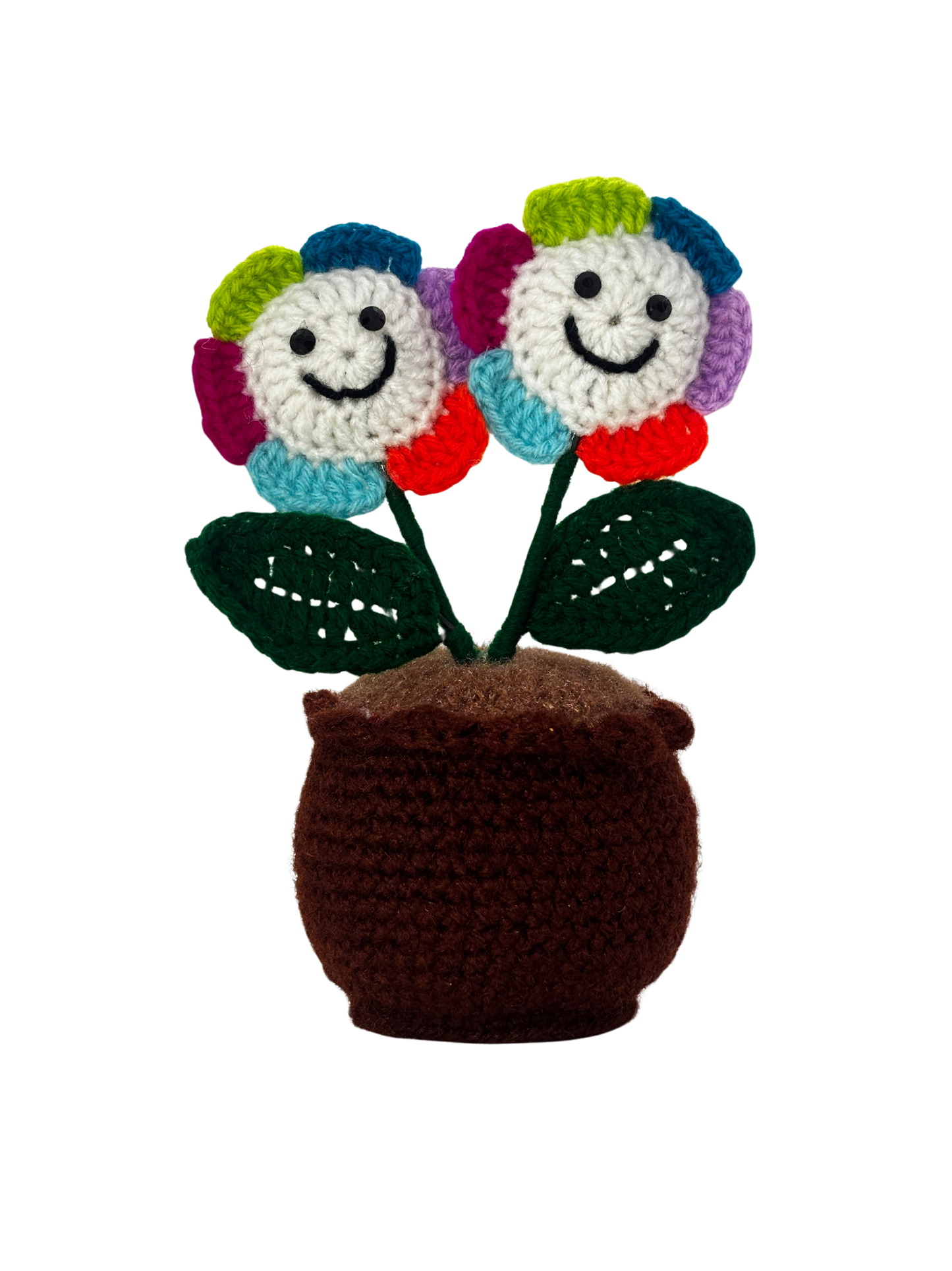 Double Smiley Pot Handmade Crochet Smiley Face Pot | Colorful Home Decor Showpiece