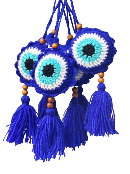 Handmade Crochet Evil Eye Hanging for Home & Car Décor | Traditional Nazar Protection Hanging | Made by Local Women
